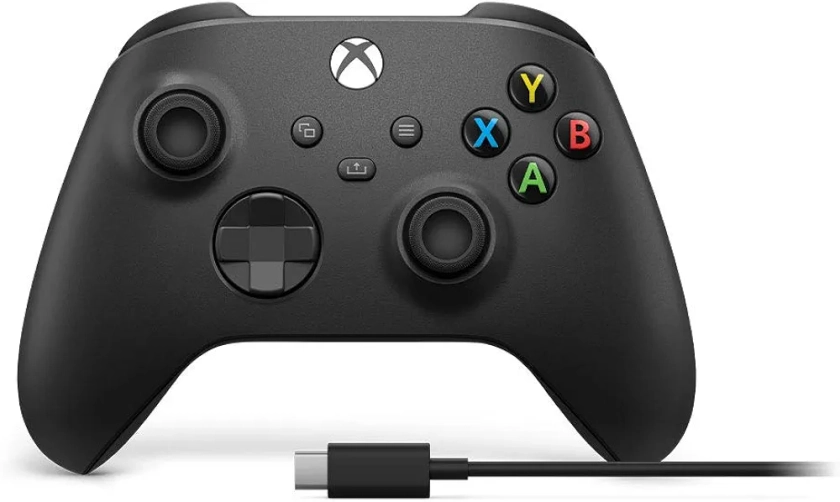 Xbox Manette sans fil Carbon Black avec Câble USB-C pour PC, Xbox Series X, Xbox Series S, Xbox One, Windows 10 & 11, Android et iOS