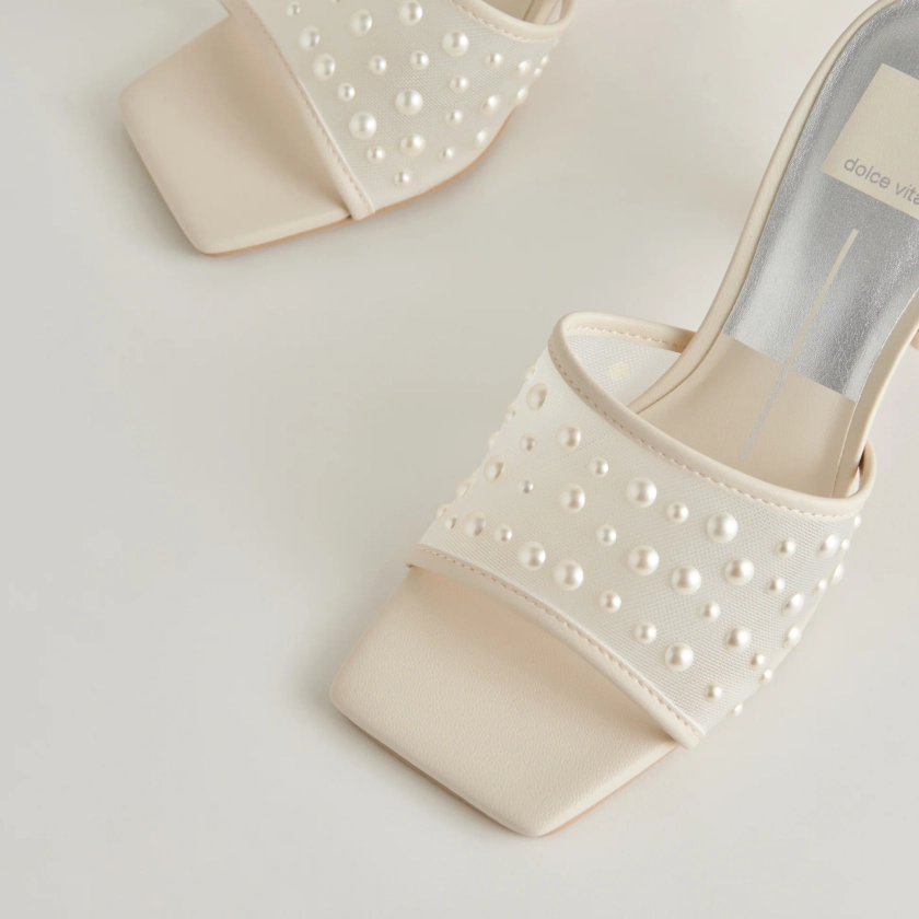 NARDA PEARL HEELS IVORY MESH