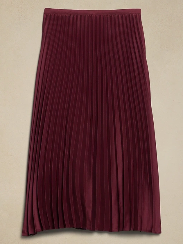 Silky Pleated Midi Skirt