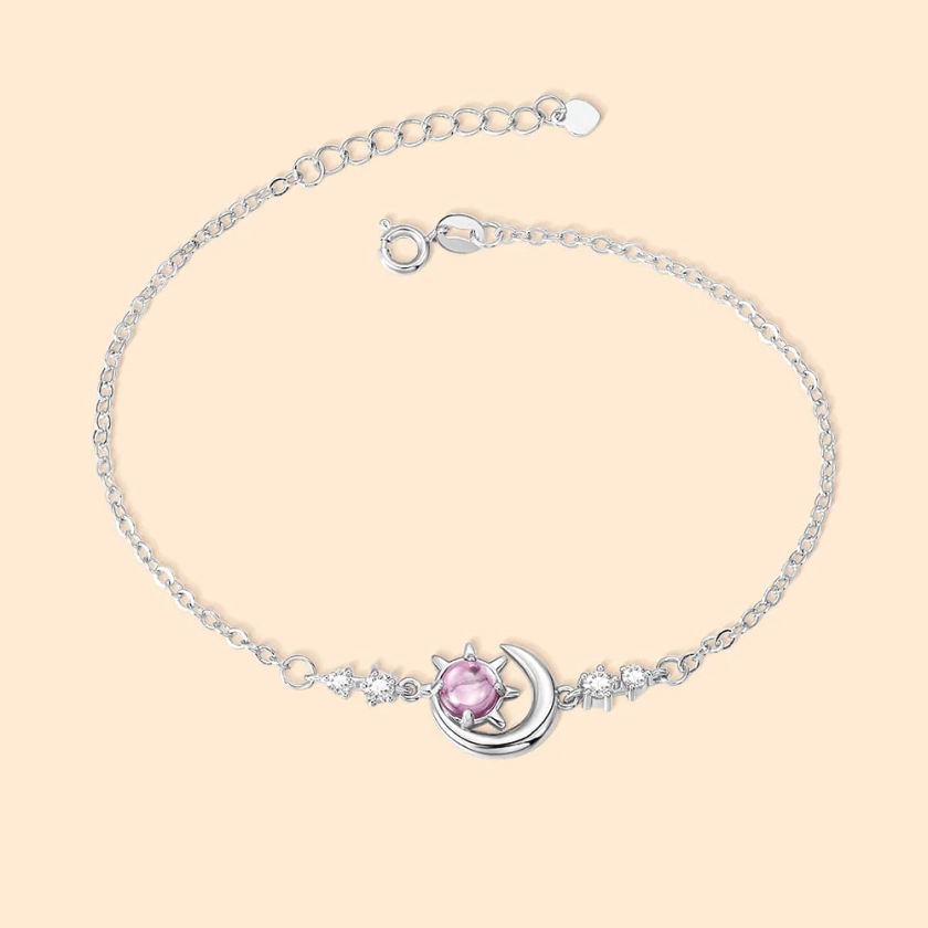 Personalised Adjustable Moon Sun Star Anklet with Birthstone Christmas Gift Jewellery Gift for Her - CALLIE