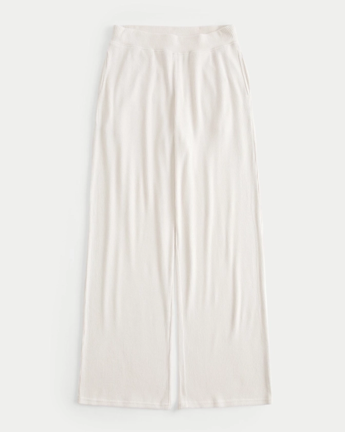 Women's Cozy Ribbed Wide-Leg Pants | Women's Bottoms | HollisterCo.com