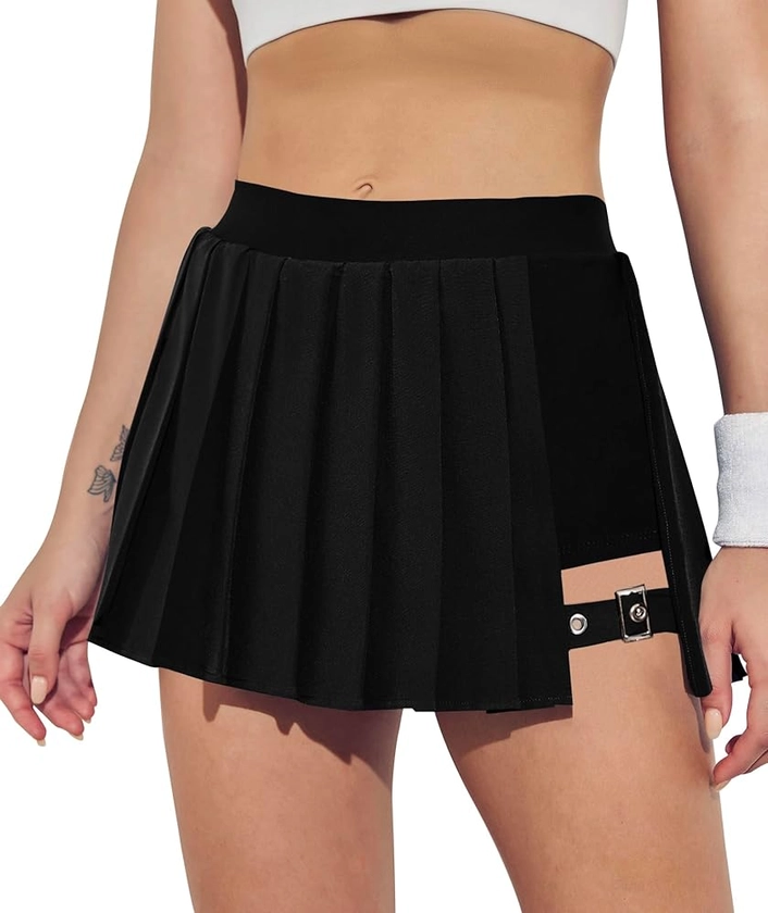 BZB Pleated Skirts for Women High Waisted Tennis Skirts Adjustable Buckle Athletic Skorts Skirts with Pocket