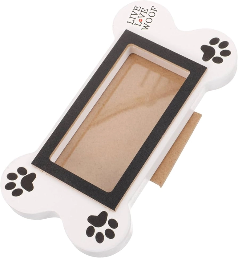 POPETPOP Dog Memorial Picture Frame Pet Memorial Photo Frame Bone Shaped Wooden Paw Print Wooden Photo Frame for Dog Owners Sympathy