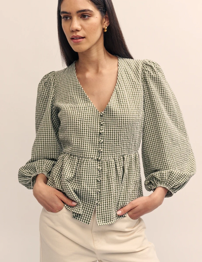 Green Gingham Ria Blouse