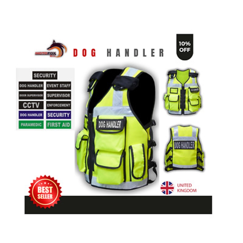 Hi Viz Security Vest dog handler Vest Enforcement CCTV Tac ONE SIZE FIT | eBay