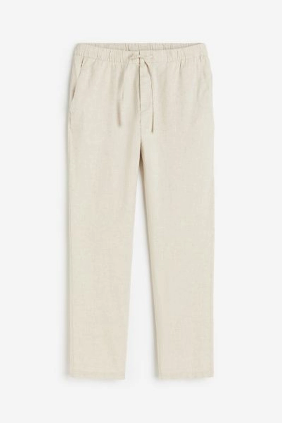 Pantalon Regular Fit en lin mélangé - Crème - HOMME | H&M FR