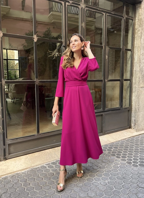 Vestido midi Galatea berenjena