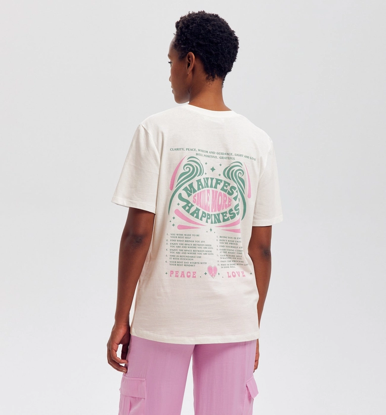 T-shirt motif dos Femme - Imprimé multicolore