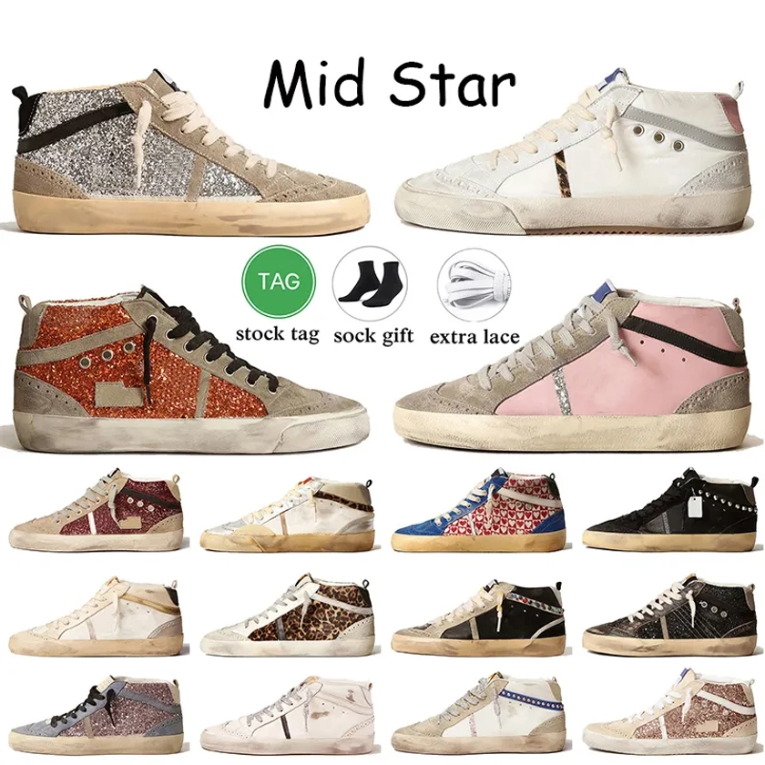 Handmade Platform Beige Sneakers For Women And Men Top Quality OG Mid Star Designer Canvas Trainers With Suede Leather, Glitter Silver, Gold, Pink, And Zebra Vintage Italy Brand From Popular_sneaker, $29.2 | DHgate.Com