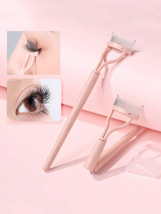 Steel Needle Eyebrow Comb Arc Designed Foldable Eyelash Separator Cosmetic Tool For Women Girls