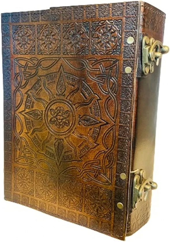 600 pages large sun embossed journal | handmade blank notebook grimoire book of shadows sketchbook writing 7 x 10 brown