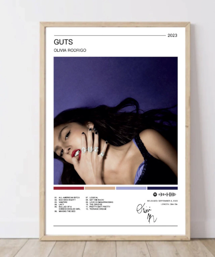 Olivia Rodrigo | Guts Album Poster | Merch | Custom Poster | Wall Art Print | Home Decor