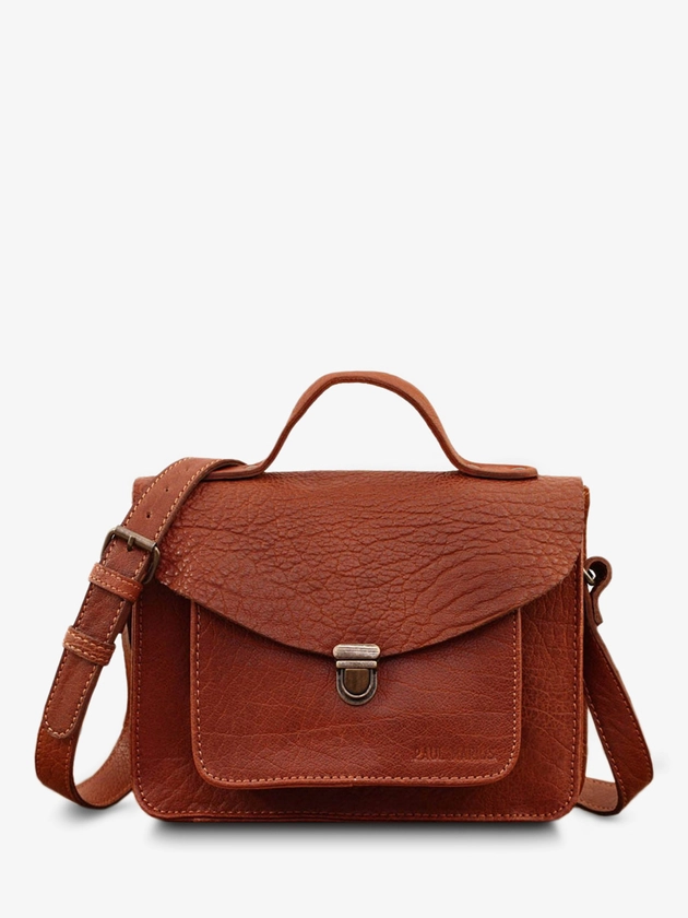 Mademoiselle George Naturel - sac bandoulière cuir femme Marron | PAUL MARIUS