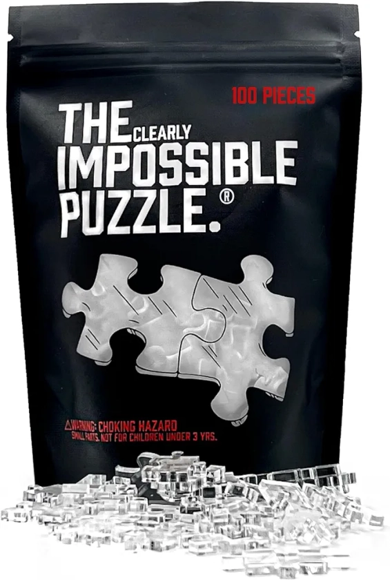 The Clearly Impossible Puzzle ® 100, 200, 500, 1000 Pieces Hard Puzzle for Adults Cool Difficult Puzzles Clear Hardest Puzzle - Difficult Funny Puzzle for Adults (100)