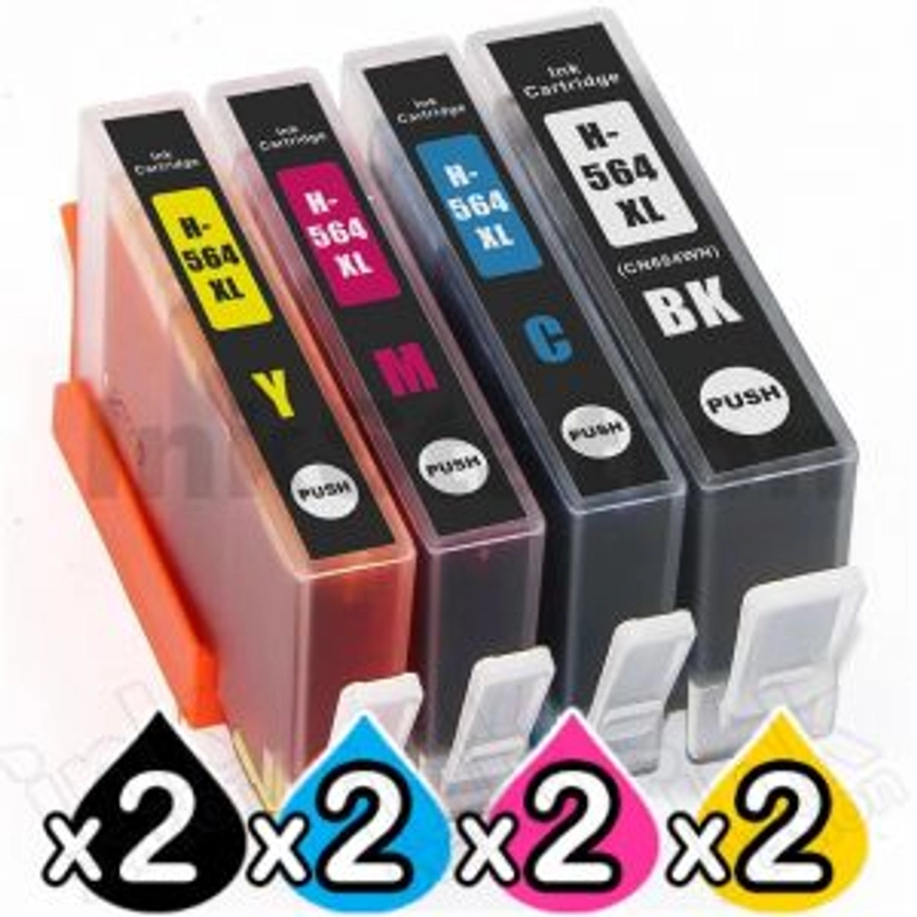 HP 2 sets of 4 Pack 564XL Compatible Inkjet Cartridges CN684WA+CB323WA-CB325WA [2BK,2C,2M,2Y] - Ink Cartridges - InkStation