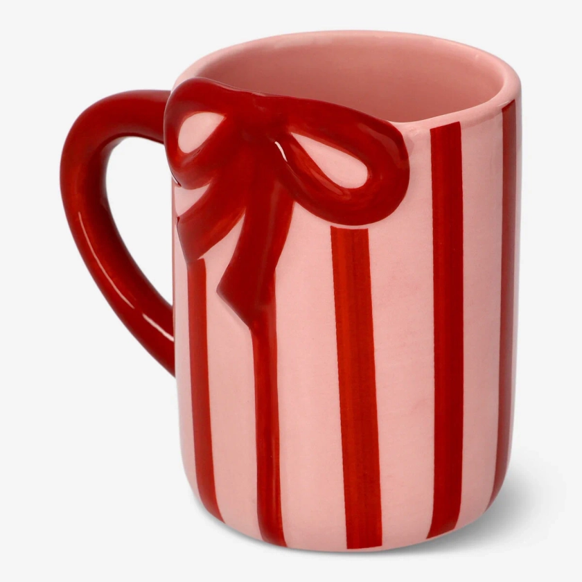 Striped mug with bow - 340 ml