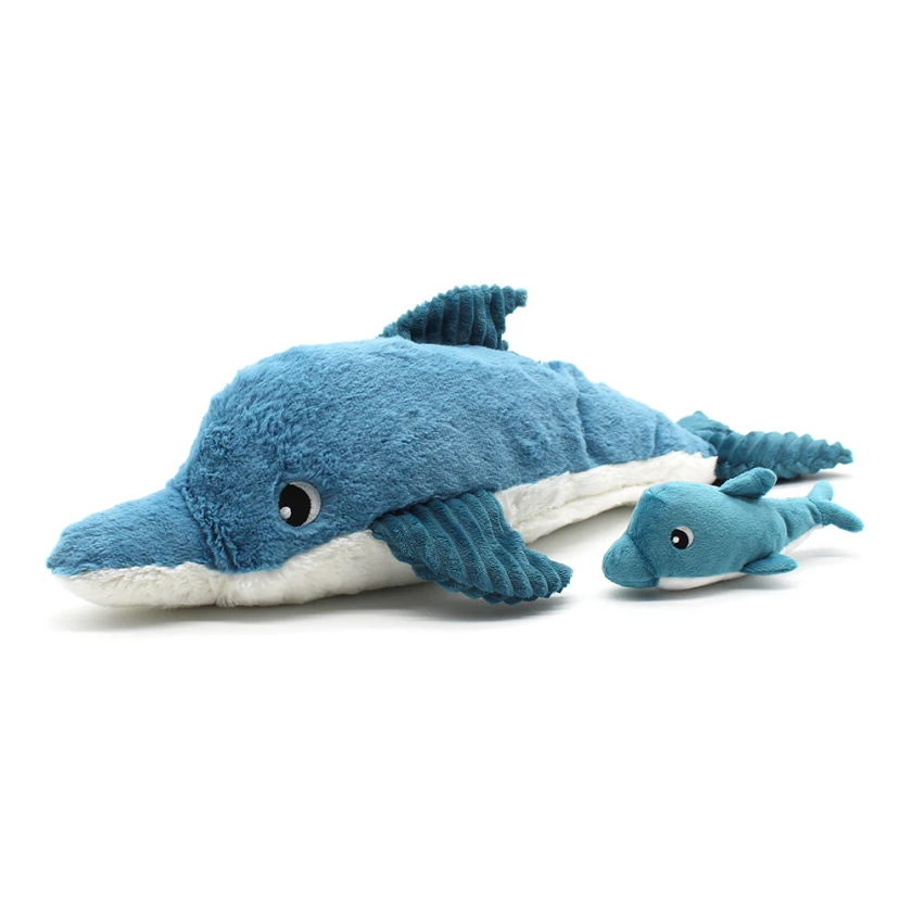 Peluche dauphin Tofou maman et son bébé bleu - Les Ptipotos