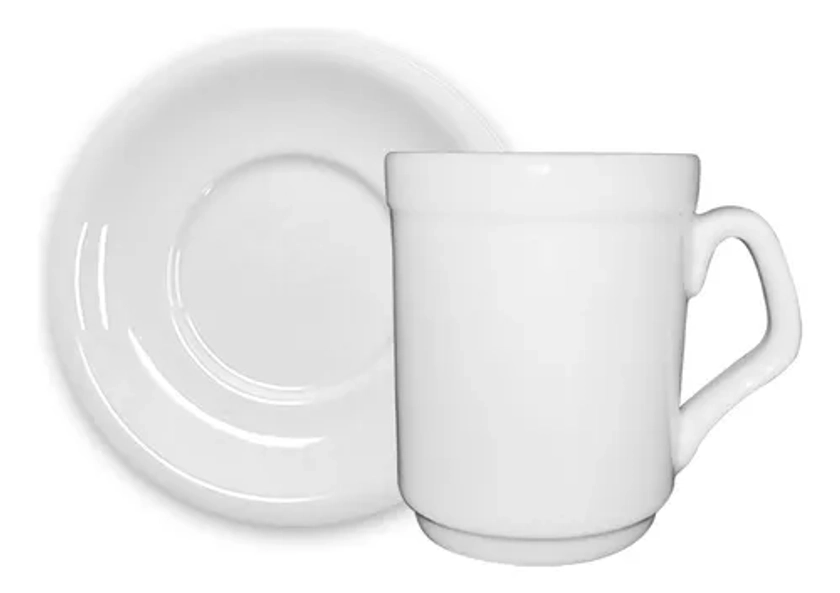 Set 6 Jarro Jarrito Cafe Americano + Plato Porcelana Schmidt