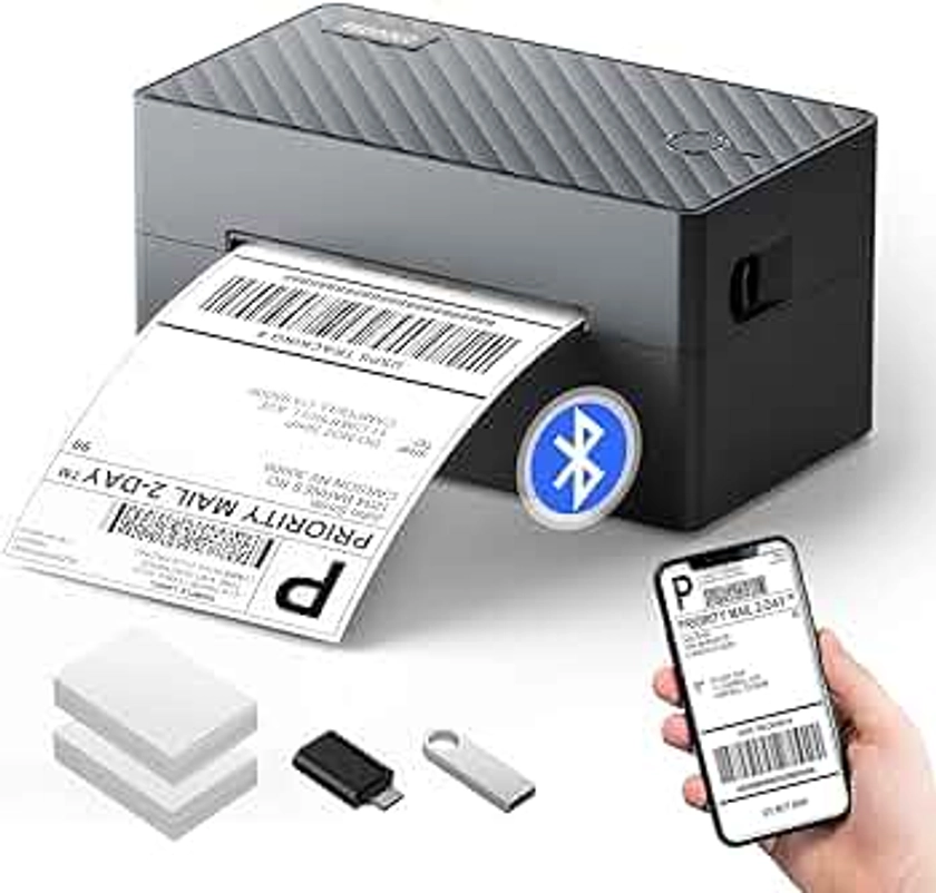 Label Printer, Bluetooth Shipping Label Printer, 4x6 Thermal Printer for Shipping Packages, Compatible with Android,iOS,Windows,Mac,Chromebook,Amazon,Ebay,UPS,USPS,FedEx,Shopify