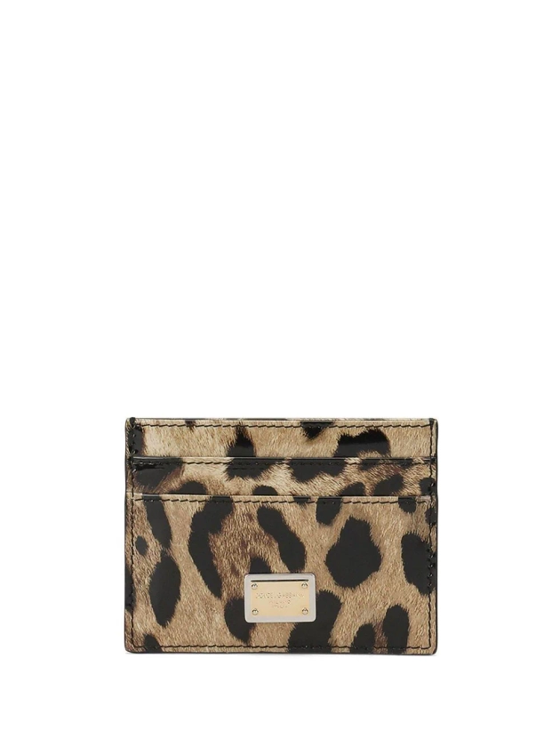 leopard-print leather card holder