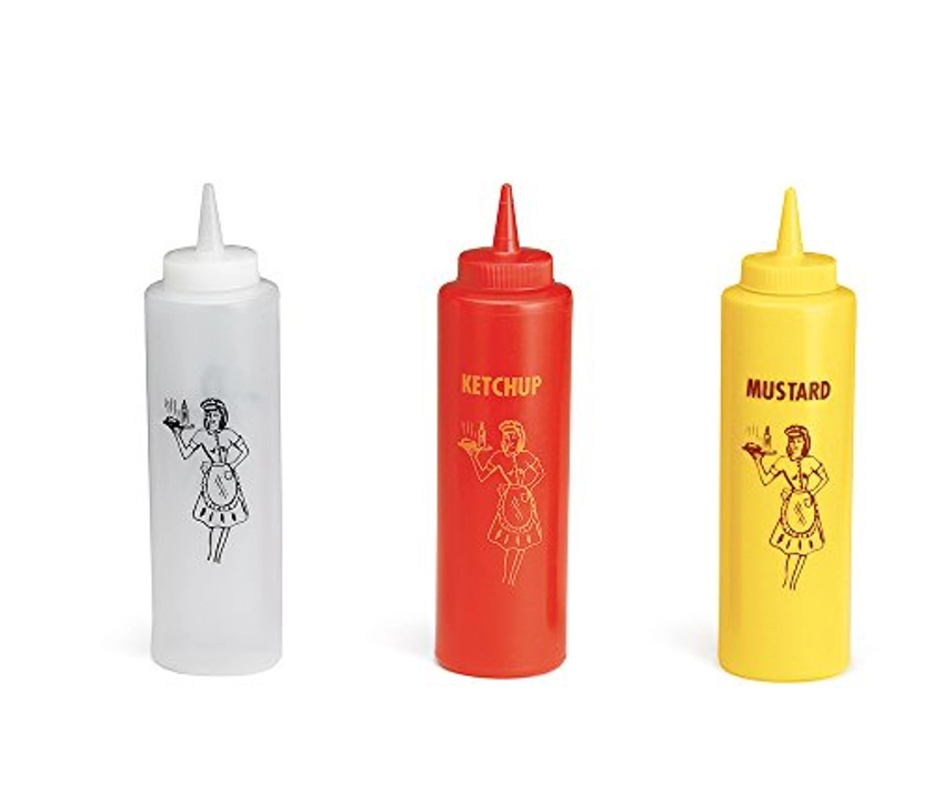 Tablecraft Nostalgia Squeeze Bottle Dispenser, Clear/Red/Yellow, 17 x 6 x 20 cm : Amazon.co.uk: Home & Kitchen