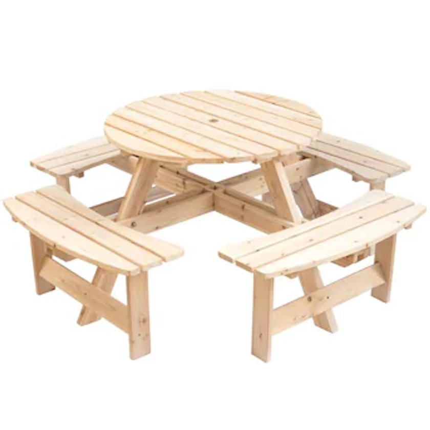 Gardenised 65-in Brown Wood Round Picnic Table in the Picnic Tables department at Lowes.com