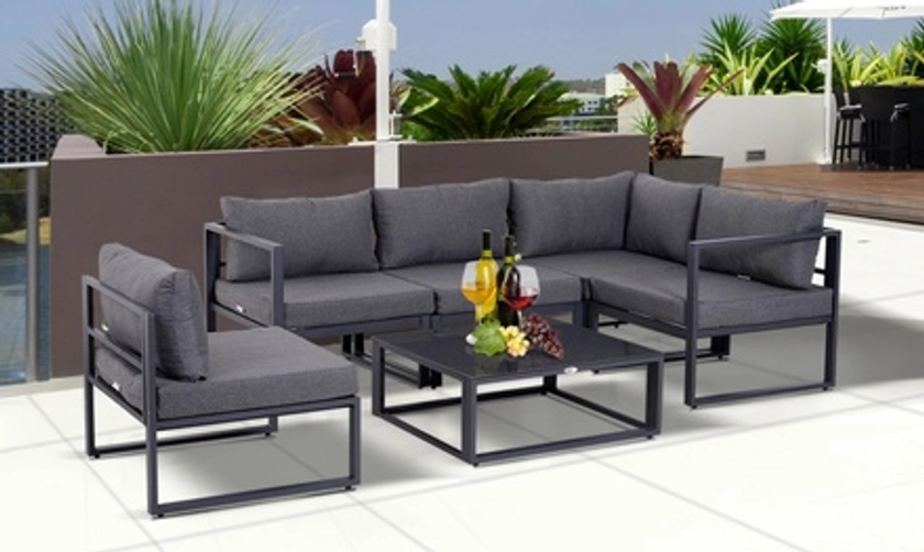 Outsunny Six-Piece Outdoor Indoor Sectional Corner Sofa Set
