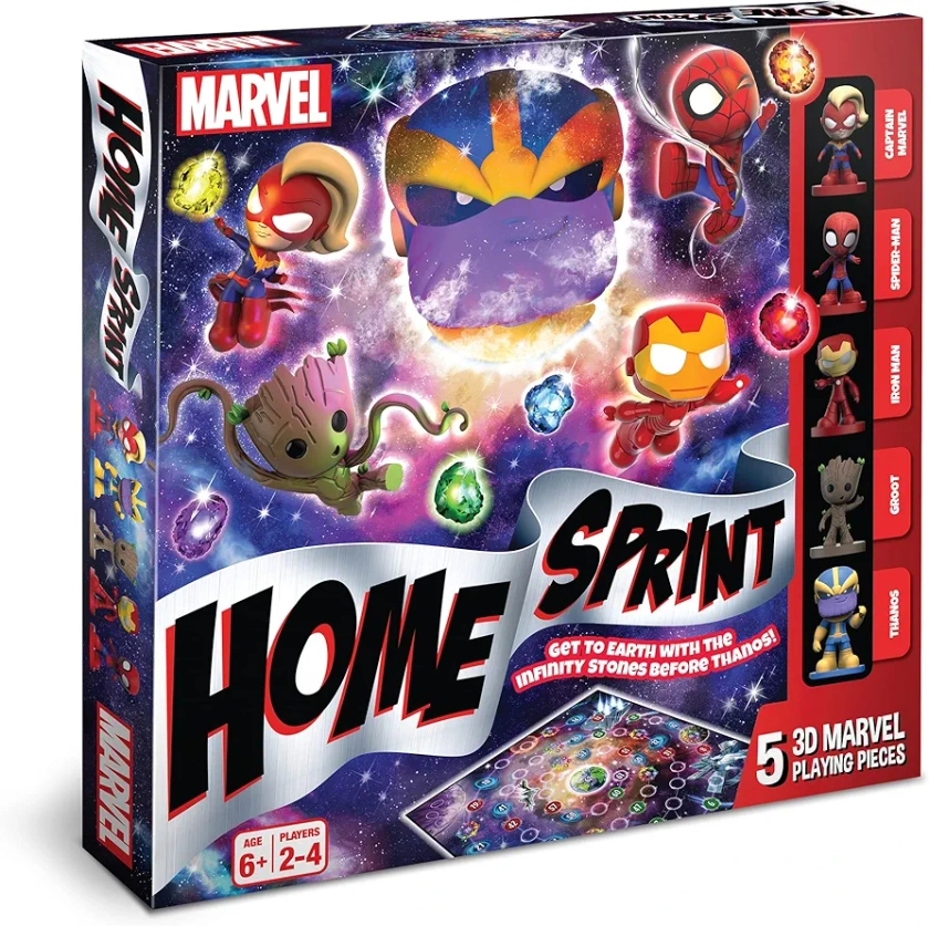 Cartamundi Marvel Home Sprint Board Game, 5 Marvel Playing Pieces Included, Family Friendly Game, Great Gift For Kids, Ages 4+