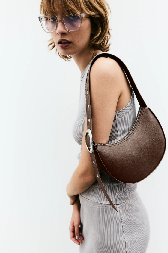 Coated Shoulder Bag - Dark brown - Ladies | H&M US