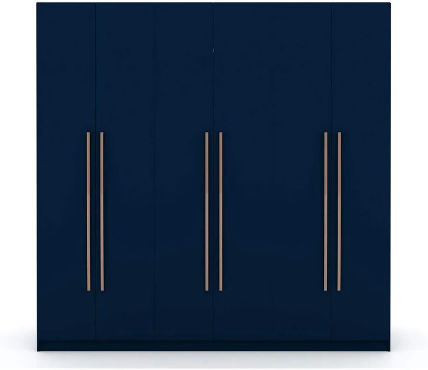 Manhattan Comfort Gramercy 3-Sectional Wood Wardrobe Armoire Closet in Blue