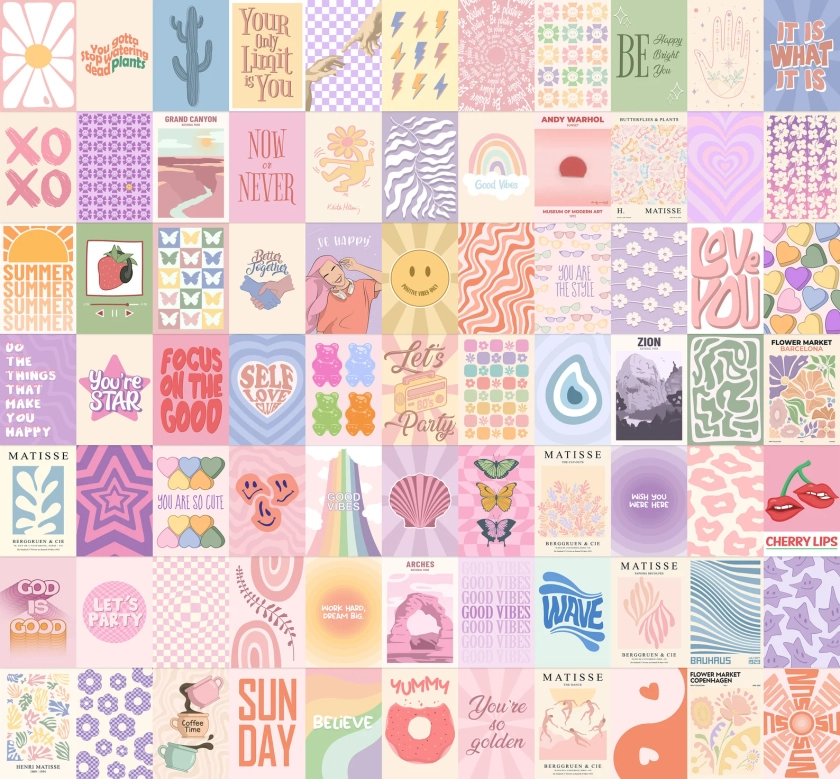 80 PCS Danish Pastel Aesthetic Wall Collage Kit