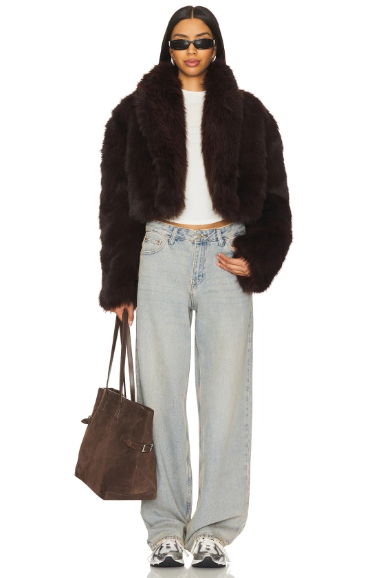 Stephanie Barrel Crop Faux Fur Jacket