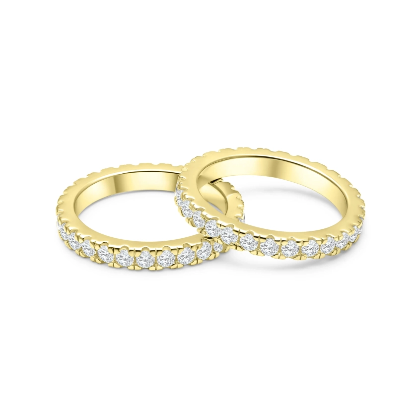 Gold Eternity Bands - Double Wedding Ring Set - Modern Gents 