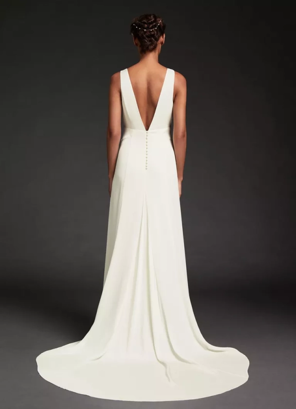 LK BENNETT Hyacinth Ivory Low Back Long Train Wedding Dress