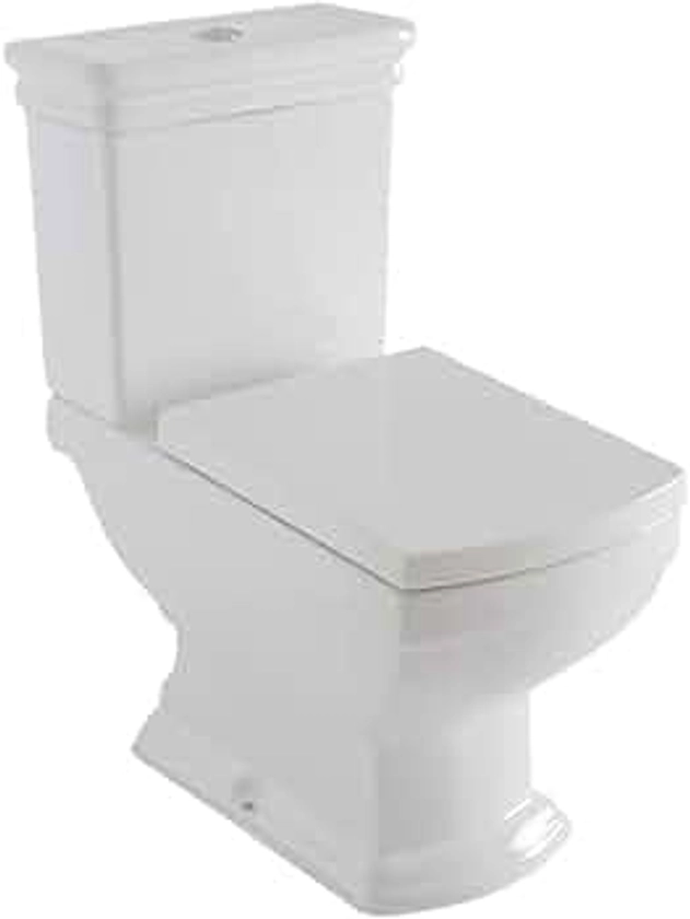 Milano Sandringham - Traditional White Close Coupled WC Toilet Soft Close Seat - Chrome Flush Button