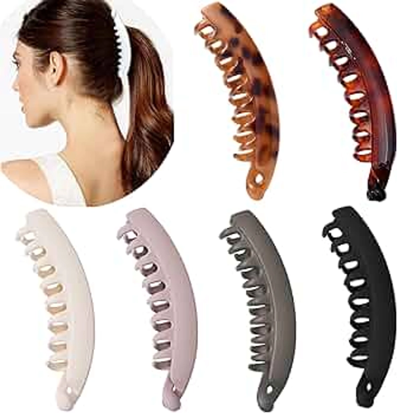 6 Pieces Banana Hair Clips,5 Inch Large Banana Clip for Thin Fine Thick hair,Non Slip Banana Claw Clips for Women