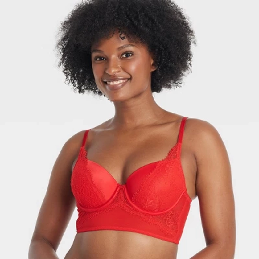 Women's Lace Demi Longline Bra - Auden™ Red 38B