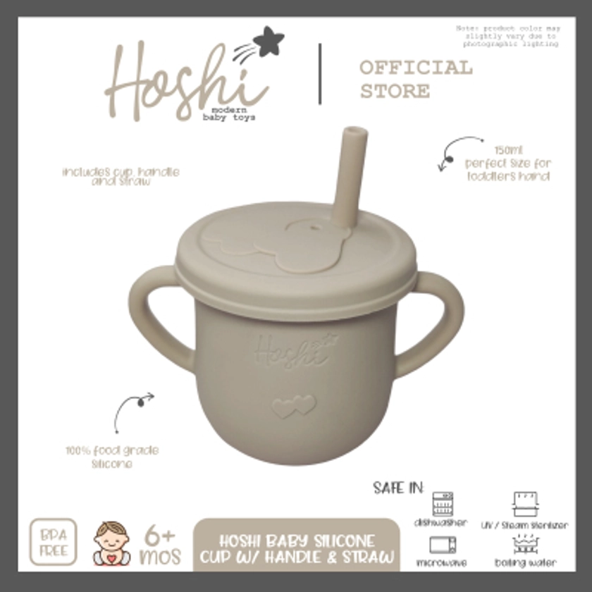 Hoshi Baby Poppy Mini Silicone Sippy Straw Cup with Handle, BPA Free Babies Infant Toddlers, 6Mos+