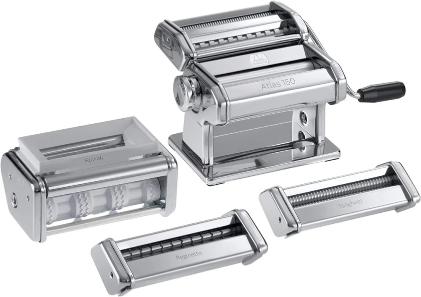 Multipast, Machine à Pâtes manuelle avec accessoires inclus pour Raviolini, Spaghetti et Reginette.
