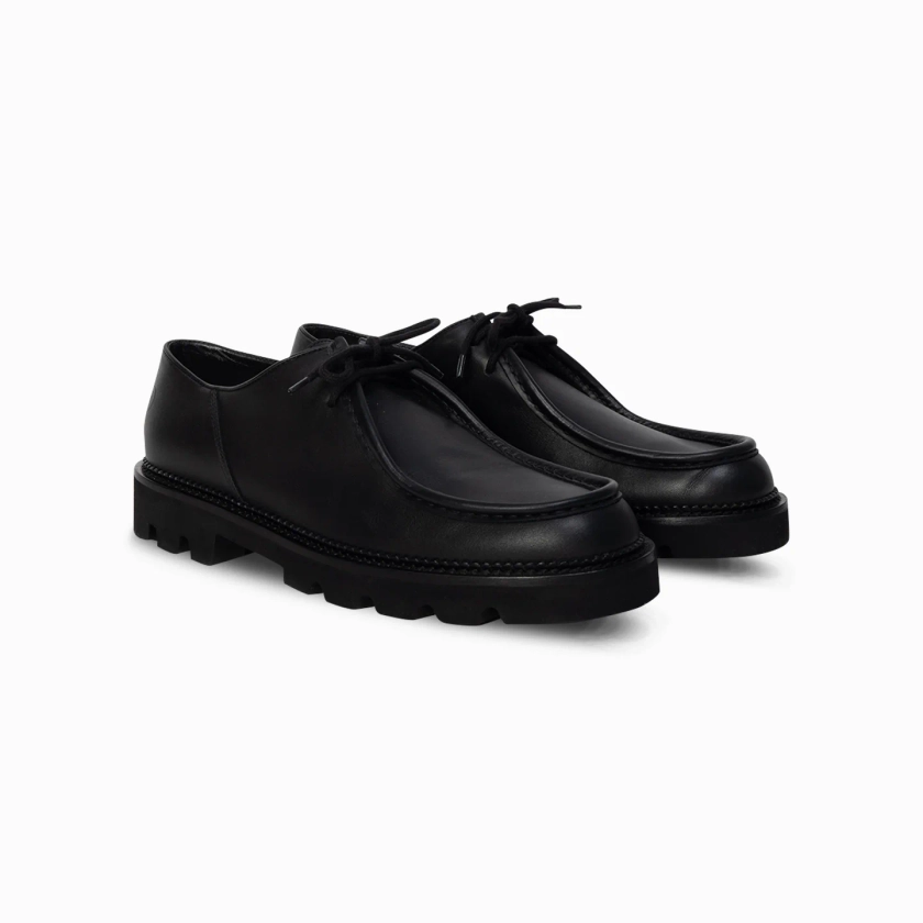 Collegium Pillar Moc-toe Derby in Nero Leather