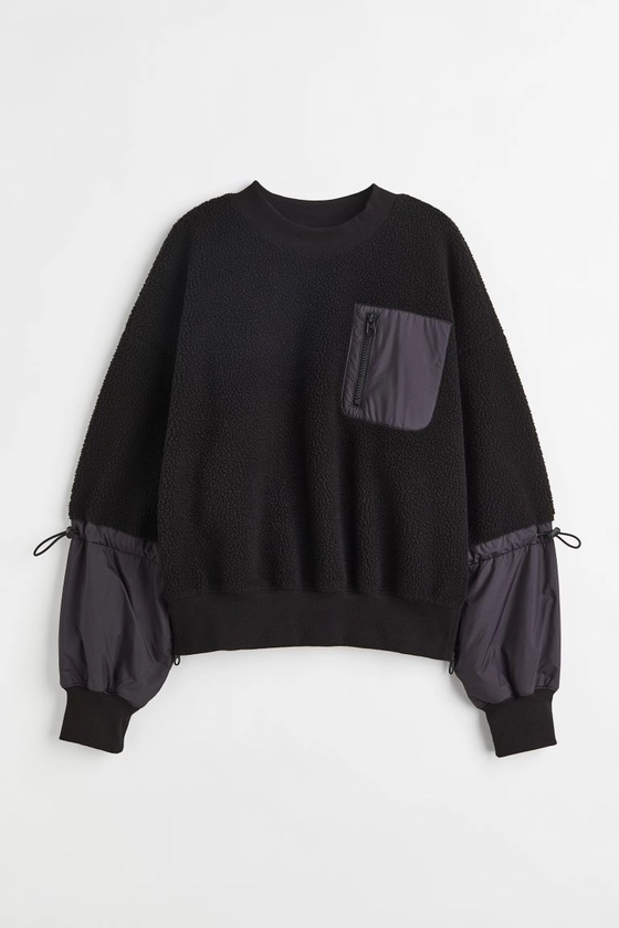 Teddy sports sweatshirt - Noir - FEMME | H&M CH