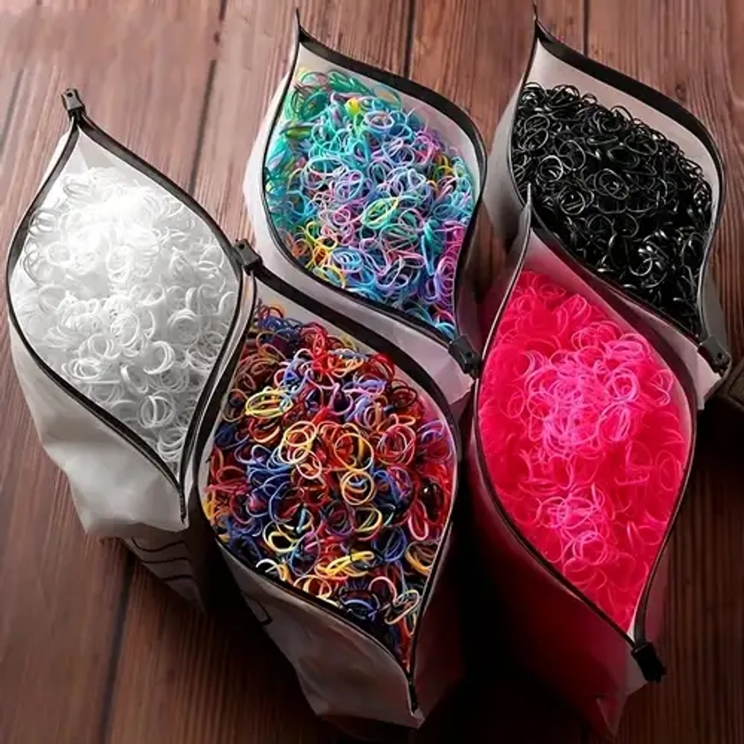 1000/2000 pièces, Mini attaches à cheveux jetables en nylon coloré avec sac de rangement, ensemble d'accessoires pour cheveux élastiques, fournitures de fête, accessoires pour cheveux tressés élastiques pour femmes.