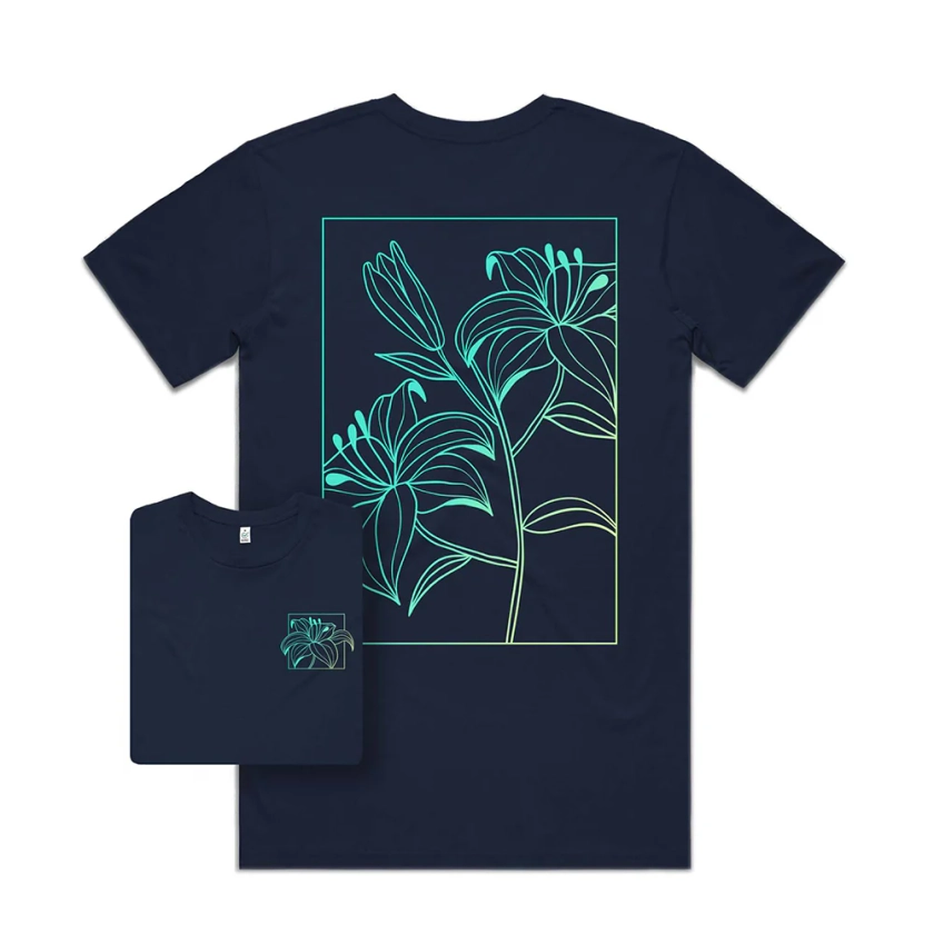 Linear Flowers T-shirt / Back Print