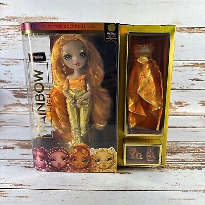 Rainbow High Meena Fleur Saffron Gold Fashion Doll Set Design Focus