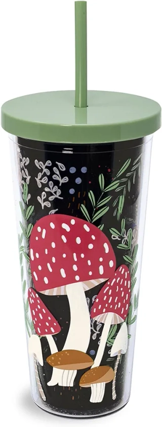 Steel Mill & Co Insulated Cup with Lid and Straw, 24oz Tumbler, Double Wall Travel Cup, BPA-Free Acrylic Tumbler, Fits in Cupholders, Mushroom