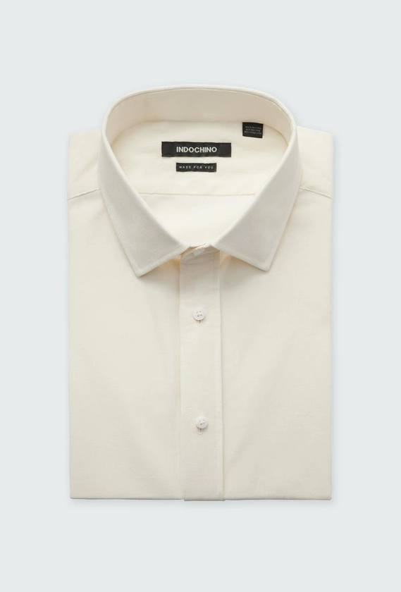 Men's Custom Shirts - Fairwood Corduroy Cream Shirt | INDOCHINO