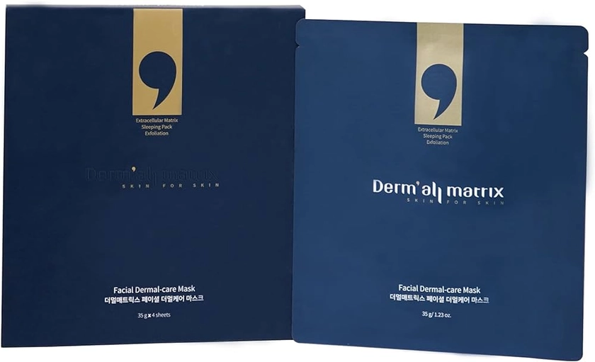 DERM·ALL MATRIX] Daily Facial Dermal-care (35g/sheet) Overnight mask pack,Lifting and Hydrating,Soothing, Exfoliating,Skin Nourishing,Collagen sheet mask for wrinkles and dry skin. (4sheets/1week)
