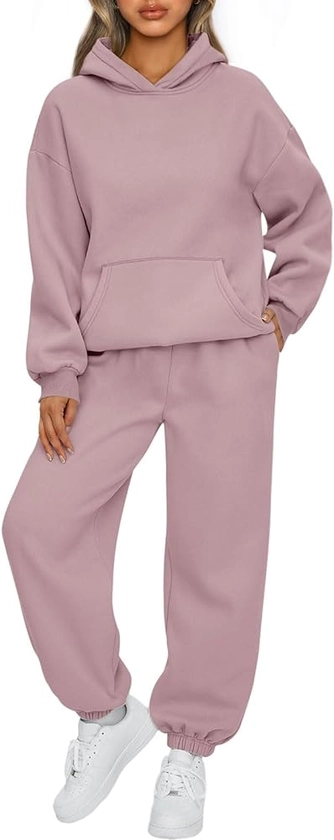 AUTOMET Womens 2 Piece Outfits Lounge Hoodie Sweatsuit Sets Oversized Sweatshirt Baggy Fall Fashion Sweatpants with Pockets