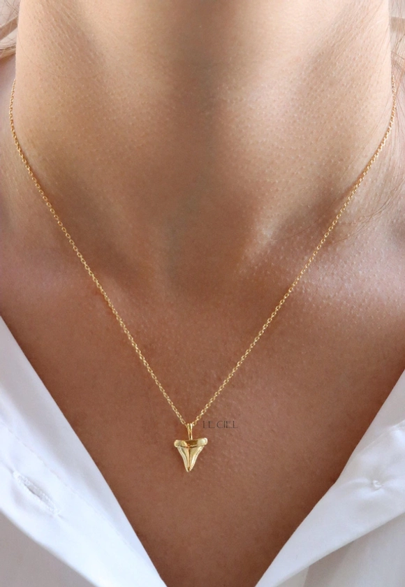 Stunning 18K Gold Dipped Shark Tooth Pendant Necklace • Unique Ocean-Inspired Jewelry • Charm Necklace • Gift For Her • Bridesmaid Gift