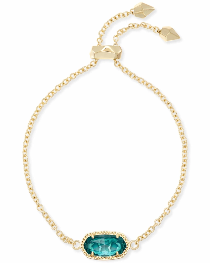 Elaina Gold Adjustable Chain Bracelet in London Blue Glass